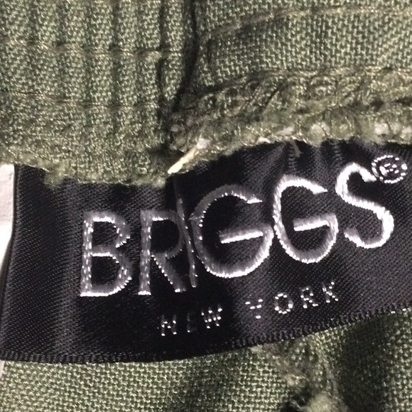 🍎 BRIGGS NEW YORK KHAKI GREEN SLACKS with ELASTIC WAISTBAND - Picture 4 of 16